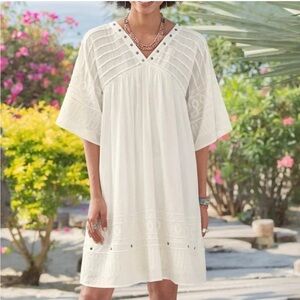 NWT Sundance palmeira ivory Bell sleeve embroidered dress size S
